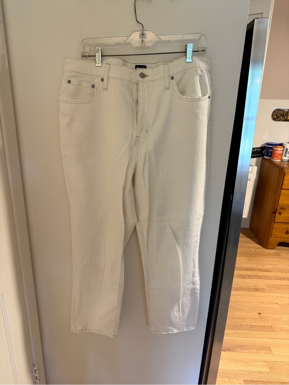 J. Crew High-Rise Off-White Straight Jeans